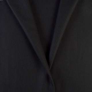 Ткань костюмная с шерстью в елочку мелкую черная, ш.160 оптом