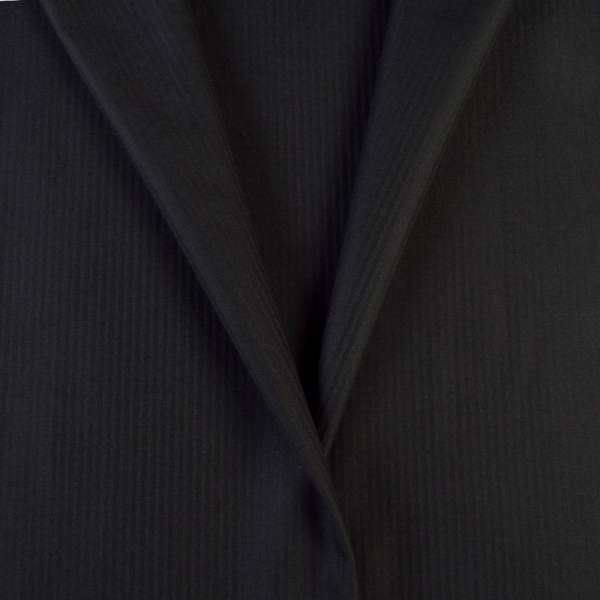 Тканина костюмна з шерстю в ялинку дрібну чорна, ш.160 оптом