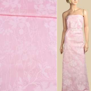 Коттон стрейч розовый с бледно-розовыми цветами ш.152 оптом