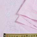 Котон білий в рожеву смужку, біла квіткова вишивка (3 смуги уздовж тканини) ш.150 оптом