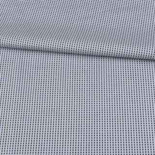 Коттон жаккардовый белый в серые квадратики ш.150 оптом