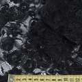 Кружево стрейч с нашитыми цветами черное, ш.145 оптом