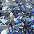 Лен серый, голубые, синие бабочки, цветные пятна, ш.138 оптом