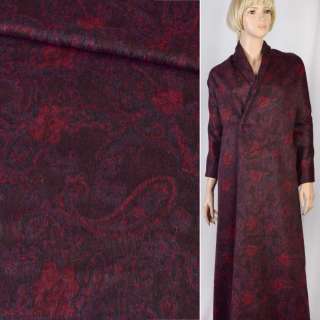 Пальтова тканина з ворсом Gerry Weber візерунок червоно-фіолетовий на чорному тлі, ш.150 оптом