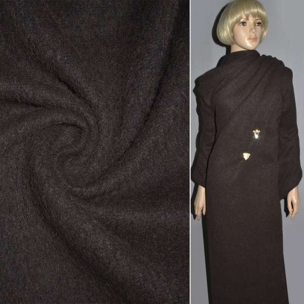 Пальтова тканина з ворсом коричнева темна, ш.154 оптом