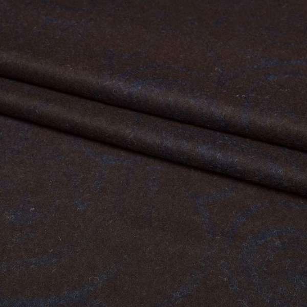 Лоден пальтовый Gerry Weber разводы синие на коричневом фоне, ш.145 оптом