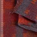 Пальтовий трикотаж Woolle Flausch візерунок геометричний коричнево-червоно-сірий, ш.145 оптом