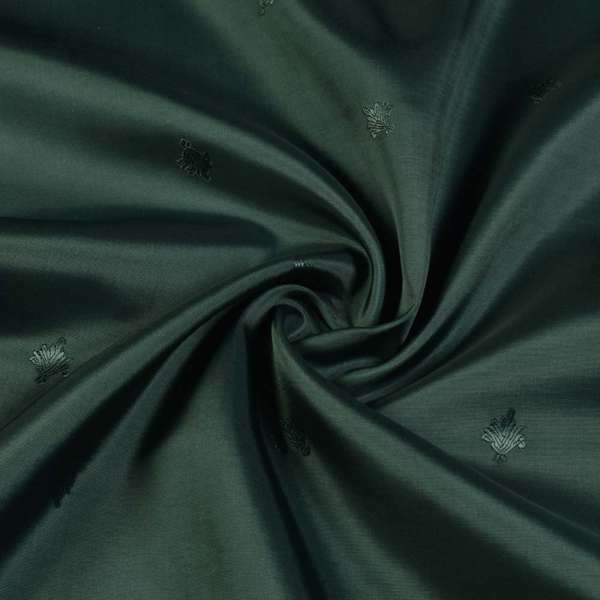 Вискоза подкладочная жаккардовая зеленая темная с листком, ш.140 оптом