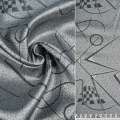 Віскоза жаккардовая сіра геометрія з абстракцією ш.140 оптом
