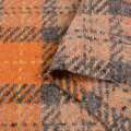 Рогожка пальтовая шерстяная Schurwol Karo в клетку оранжево-серо-бежевая, ш.150 оптом