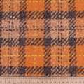 Рогожка пальтова шерстяна Schurwol Karo в клітину оранжево-сіро-бежева, ш.150 оптом