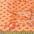 Креп-шифон вискозный оранжевый, белые веера, оранжевые цветы, ш.136 оптом