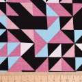 Трикотаж віскозний стрейч "Vertraven" рожево-чорно-голуб геометричний малюнок ш.145 оптом