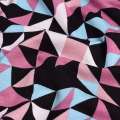 Трикотаж вискозный стрейч "Vertraven" розово-черно-голуб геометрический рисунок ш.145 оптом