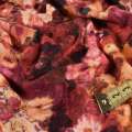 Трикотаж вискозный красный в бежево-сиреневые цветы ш.158 оптом
