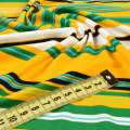 Трикотаж вискозный стрейч в полосы желтые, белые, зеленые, черные, ш.148 оптом