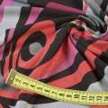 Трикотаж вискозный стрейч в серые, красные, черные, фиолетовые волны, ш.160 оптом