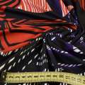 Трикотаж с хлопком стрейч в красно-черные, фиолетовые волны, раппорт 120см, ш.155 оптом