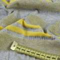 Трикотаж с хлопком стрейч резинка с метанитью серый в желтую полоску, ш.120 оптом