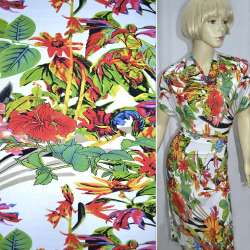 Трикотаж вискозный стрейч белый в яркие желтые цветы ш.147