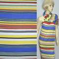 Трикотаж віскозний стрейч в смуги білі, жовті, сині, червоні ш.140 оптом