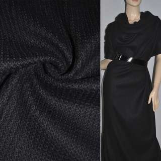 Трикотаж шерстяной вязаное полотно черное ш.120 оптом