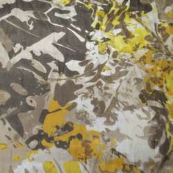 Шовк коричневий світлий в коричнево-жовтий абстрактний малюнок ш.138