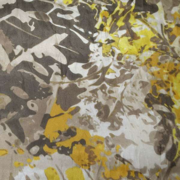 Шовк коричневий світлий в коричнево-жовтий абстрактний малюнок ш.138 оптом