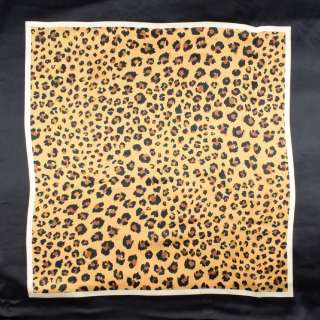 Шелк атласный, коричневый леопардовый принт на черном фоне, платок 63см, ш.135 оптом