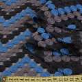Шелк полиамид черный с вышивкой монеты синие, серые, черные и, ш.150 оптом