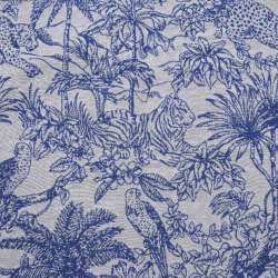 Гобелен белый, синий тропический лес, ш.150