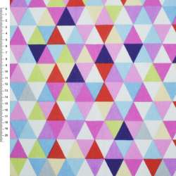 Деко коттон треугольники красно-белые, розово-голубые, ш.150