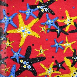 Деко коттон звезды морские, красный, ш.150 оптом