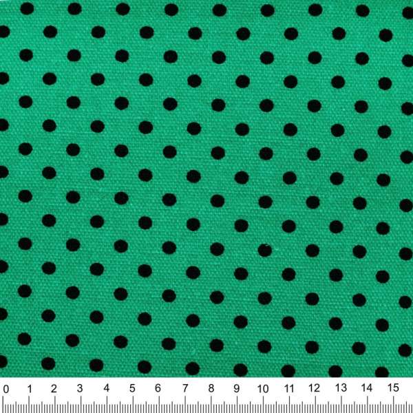 Деко коттон горох черный на бирюзово-зеленом фоне, ш.150 оптом