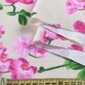Деко коттон розовые орхидеи, молочный, ш.150 оптом