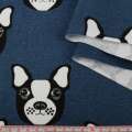 Деко коттон собачки черно-белые, синий темный, ш.150 оптом