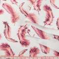 Деко коттон перья розовые на белом фоне, ш.150 оптом