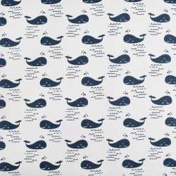 Деко льон кити сині, молочний, ш.150