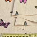 Деко льон метелики різнокольорові, бежевий, ш.150 оптом