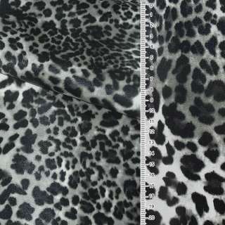 Шкіра штучна на флісі молочно-сірий "леопард" ш.140 оптом