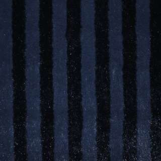 Мех искусственный темно-синий полосы с блестками, ш.150 оптом