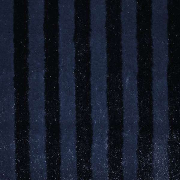 Мех искусственный темно-синий полосы с блестками, ш.150 оптом