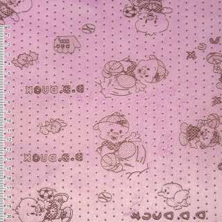 Хутро штучне коротковорсове рожеве зі звірами і зірками ш.160 оптом
