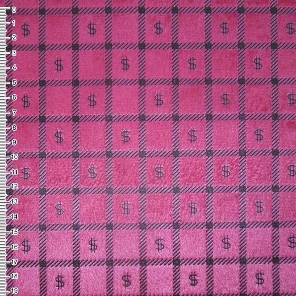 Хутро штучне коротковорсове рожево-малинове в квадрати "$" ш.160 оптом
