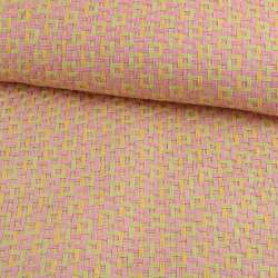 Рогожка з целюлози на флізеліні з кольоровим переплетенням: рожево-салатова, ш.150