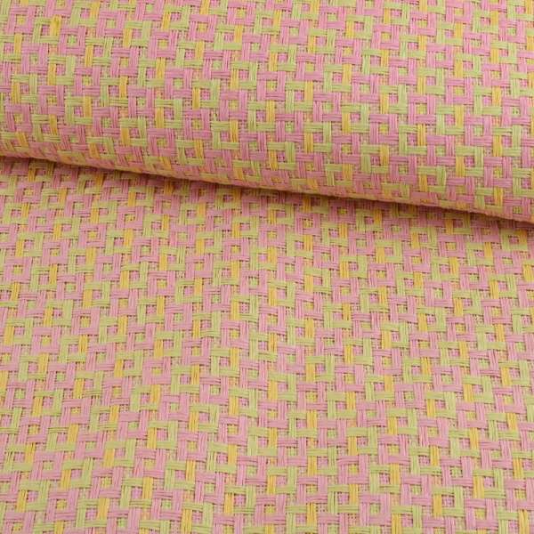 Рогожка з целюлози на флізеліні з кольоровим переплетенням: рожево-салатова, ш.150 оптом
