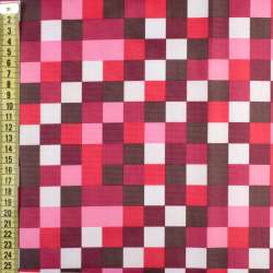 ПВХ тканина Оксфорд рип-стоп червоні, рожеві, білі квадрати, ш.150