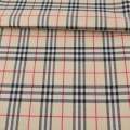 Ткань ПВХ кремовая в черно-красную клетку, ш.150 оптом