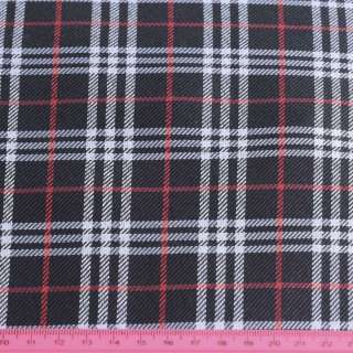Ткань ПВХ черная в красно-серую клетку, ш.150 оптом