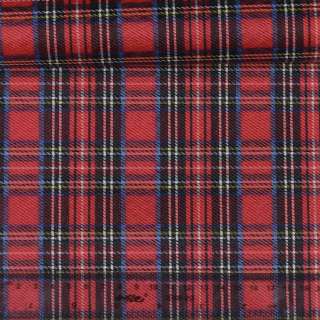 Ткань ПВХ красная в желто-синюю клетку, ш.150 оптом